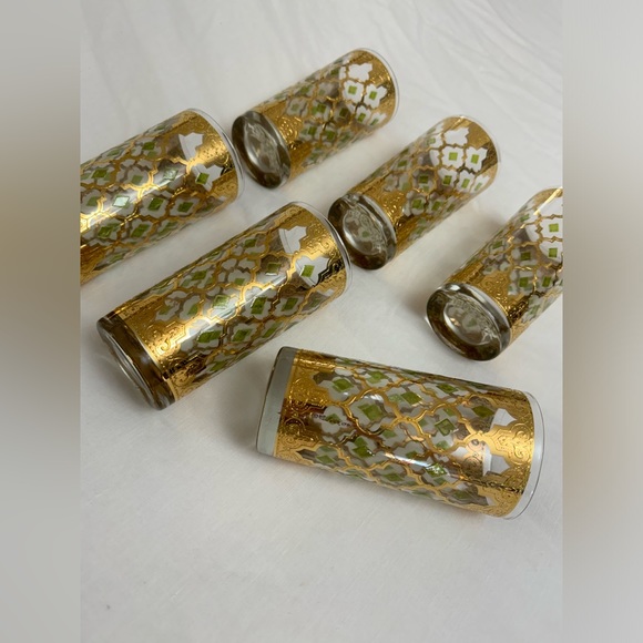 Culver Valencia Pattern Highball Glasses Vintage Barware 22K Gold 6 Glasses - Picture 11 of 16